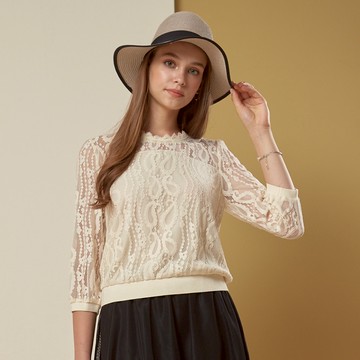 CLL巧玲瓏 優雅蕾絲半透膚上衣 1473001