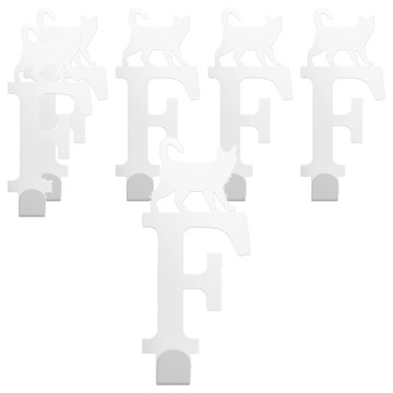 OPUS 東齊金工 當貓咪遇上字母F 掛勾/無痕壁飾掛鉤  當貓咪遇上字母F 白色  6個
