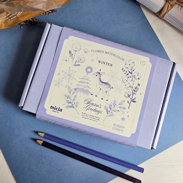 花草水彩網點印章-冬天FW04