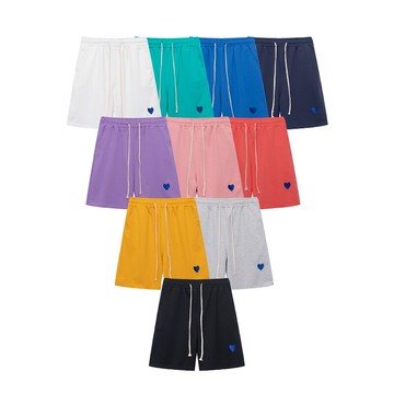 短褲男女夏季潮牌休閑短褲糖果色愛心刺繡基礎百搭款五分褲衛褲男