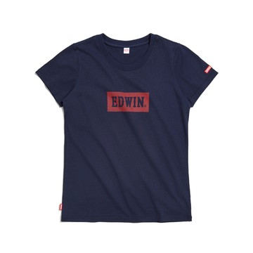 EDWIN｜女裝｜斜紋刺繡印花短袖T恤