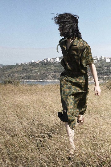 復古綠花 香云紗 隨意襯衣