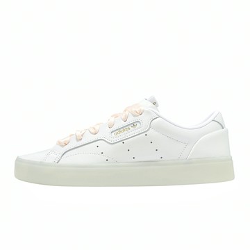 adidas 愛迪達 休閒鞋 Sleek W 女鞋 白 粉 皮革 復古 緞面鞋帶 JS1618