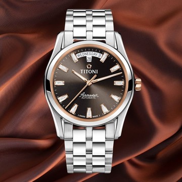 TITONI 梅花錶 空中霸王系列 93808SRG-618 機械腕錶/炭灰面 39mm