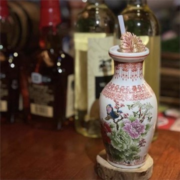 酒吧聚采中國風系列陶瓷雞尾酒杯 復古懷舊彩繪400ml酒瓶酒杯