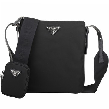 PRADA 普拉達 三角牌可拆萬用包再生尼龍斜背包(黑色)