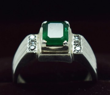 綠寶石戒指 未加熱 未處理 深綠色斯瓦特綠寶石 純天然寶石男戒 手工飾品