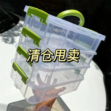 甄選好物🐑Ins風 透明小卡收納盒 四層手提式收納盒 大容量收納盒 透明可疊加分格手提盒 小卡儲物盒 樂高收納可疊加透明