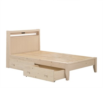 Homelike 喜家居單人3.5尺附插座式實木抽屜床組(2色可選)(2027)象牙白