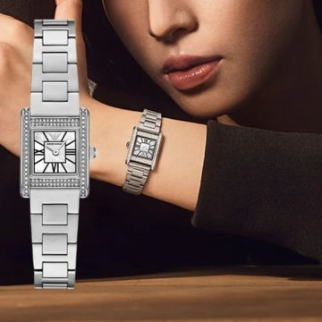 EMPORIO ARMANI Genni 晶鑽方形女錶 生日慶盛典 送禮首選-20mm AR11662