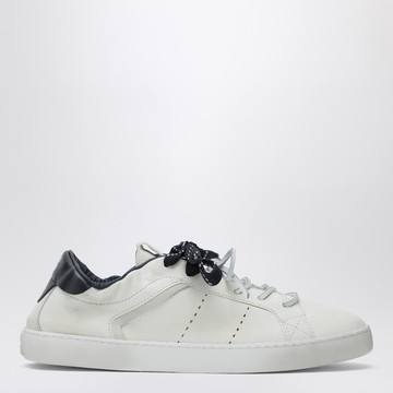 White/blue leather sneakers