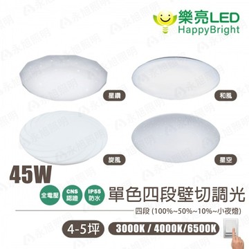 〖樂亮〗★45W 旋風 和風 星空 星鑽 輕快裝 LED吸頂燈 白光/自然光/黃光 單色 四段壁切調光〖永光燈飾〗GCU0-HBV245