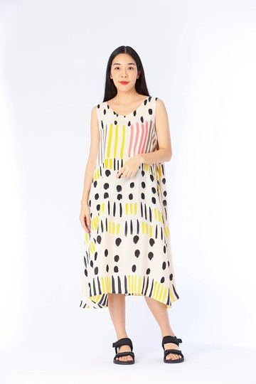 Dress Hand Paint Soft Cotton Silk for Yoga Vacation Holidays