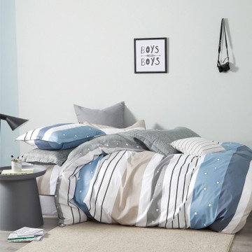 Ania Casa 星星假日-藍 雙人四件式 100%精梳棉 台灣製 床包被套純棉四件組