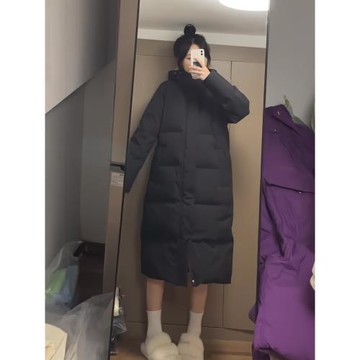 90白鴨絨學院風長款羽絨服女2025秋冬季新款寬松韓版保暖加厚外套
