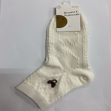 熊熊網眼少女襪-白M22-26CM