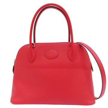 【二手名牌BRAND OFF】HERMES 愛馬仕  九重葛紅 Epsom皮革 Bolide27 兩用包 銀扣 D刻