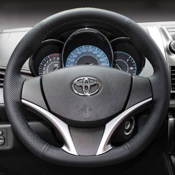 豐田方向盤套真皮手縫 WISH RAV4 VIOS ALTIS CAMRY YARIS 汽車方向盤套 w02