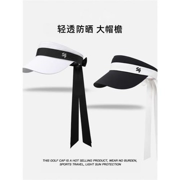 (免運)SG高爾夫空頂帽子女拼接撞色飄帶棒球帽遮陽防曬跑步可調節運動帽