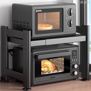 可伸縮廚房微波爐置物架多功能電飯鍋煲收納架子家用臺面烤箱支架