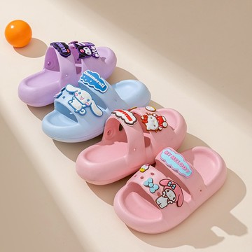 拖鞋 三麗鷗家族系列兒童涼拖鞋 庫洛米 美樂蒂 大耳狗可愛 卡通造型室內外軟底防滑拖鞋 戶外海灘涼拖鞋