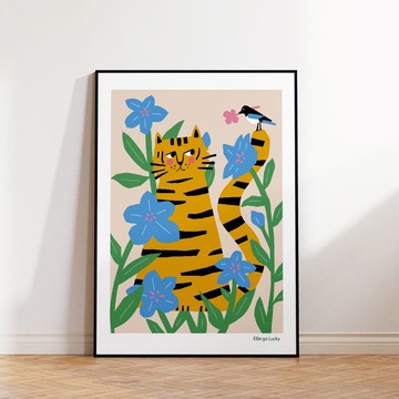 藝術印刷品/韓國吉祥虎與喜鵲/插畫海報 A3,A2