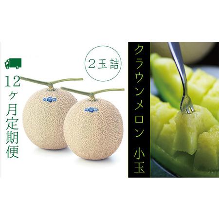 ふるさと納税 クラウンメロン（白級）小玉（約0.9kg〜）2玉 定期便12ヶ月 箱入り メロン 人気 厳選 ギフト 贈り物 デザート グルメ フルーツ 果.. 静岡県袋井市