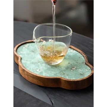 胡桃木壺承茶盤托盤2024新款防水茶席布茶杯收納盤功夫茶具干泡臺