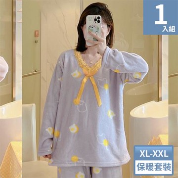 Wonderland 甜美熊仔水貂絨長袖保暖睡衣褲家居服