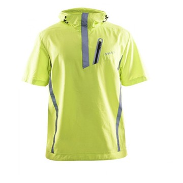 Craft 男 BRILLIANT WINDBREAKER 連帽短袖反光防風防潑跑步上衣_螢光黃