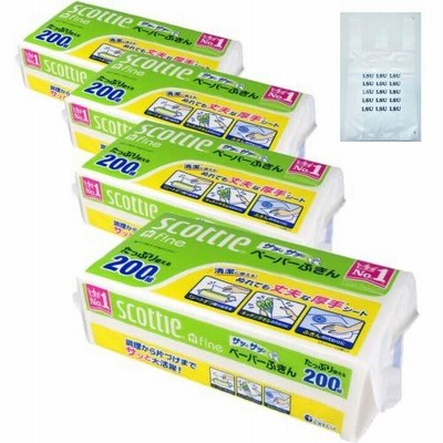【4個＋おまけ】 スコッティ ペーパーふきんサッとサッと 200組 ×4個