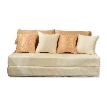 【班尼斯】5尺雙人獨立筒 重量級厚片土司沙發床-和風淺米厚片金緹花