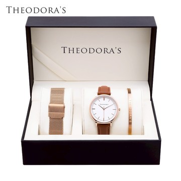 【THEODORA'S】[可選色]手錶1+2禮盒-女款 Hera[小錶面] 金屬手錶【希奧朵拉】