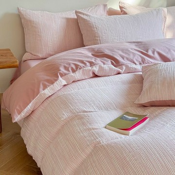 60支色織提花純棉四件套a類條紋全棉被套南通床上用品三件套床單