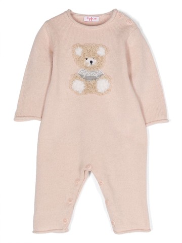 Il Gufo - teddy bear-embroidery wool romper - kids - Virgin Wool - 3 - Pink
