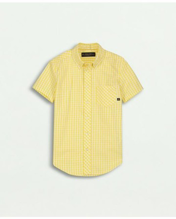 Brooks Brothers Boys Gingham Sport Shirt | Medium Yellow | Size 10