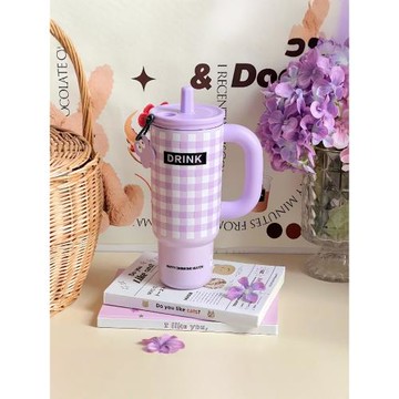 新款保溫杯女生高級感泡茶吸管杯車載大容量便攜雙飲杯夏季保冷杯