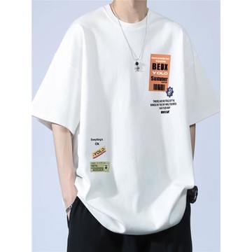 啄木鳥夏季男士短袖T恤青少年簡約時尚半袖學生百搭純棉寬松上衣