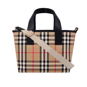 BURBERRY  經典格紋帆布托特包(典藏米色)