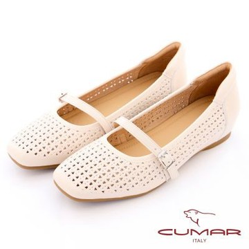 【CUMAR】透氣沖孔瑪莉珍娃娃鞋726-115-米杏色
