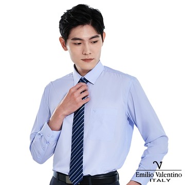 范倫提諾仿天絲素面1002長袖襯衫-藍17