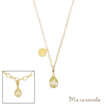 【焦糖小姐 Ms caramelo】蘋果綠色 水滴鋯石項鍊