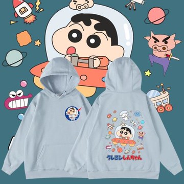 ins超火小新聯名nasa登月美國宇航局印花男女秋冬加絨連帽衛衣