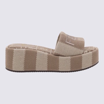Fendi Beige Cotton Flats