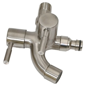 LEADER 麗達 304不鏽鋼雙出水長栓 T903 起泡器 + 園藝奶嘴頭  1組  14 x 11.3cm