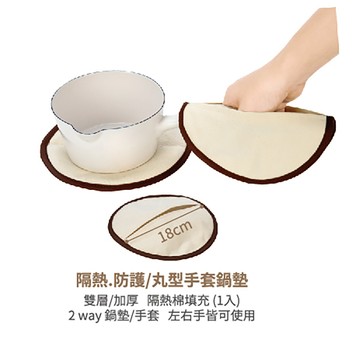KEYTOSS 烘焙幸福生活-隔熱.防護/丸型手套鍋墊 1入(18CM)
