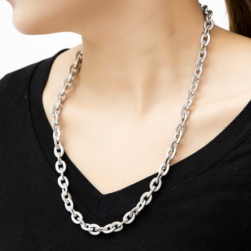 D3610【O字格子紋 鋼項鍊】鈦鋼鑄造 抗過敏 情侶對鍊 情人鋼鏈 簡約 項鏈 韓國明星款 現貨實拍