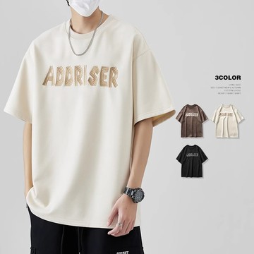 【CS22】刺繡簡約重磅圓領T恤 (M-4XL) -1入