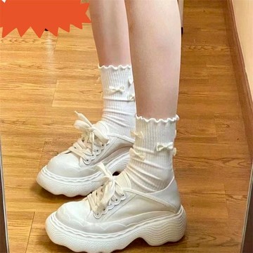 爆款熱門 日系 可愛 蝴蝶結 木耳邊襪子 ins風襪子 甜美 少女 中筒襪 jk襪子 制服襪子 花邊襪 女學生襪