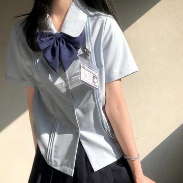 台灣出貨 JK制服襯衫女短袖日系學院風校供感風琴褶原創百搭學生基礎款襯衣 韓版法式上衣 娃娃衫  短t 別緻襯衫